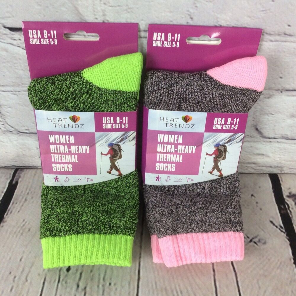 Heat Trendz Women’s Ultra Heavy Thermal Socks 2 Pair Size 9-11 Warm Winter NWT